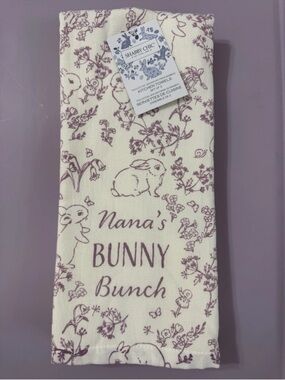 Shabby Chic 2-Pack Kitchen Towels Bunny Floral Pattern 70% Cotton Bamboo Blend